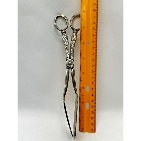 VINTAGE Silver Plate 8" Scissors ServingTongs - Pastry/Salad/Sandwich - Wedding - Picture 12 of 14
